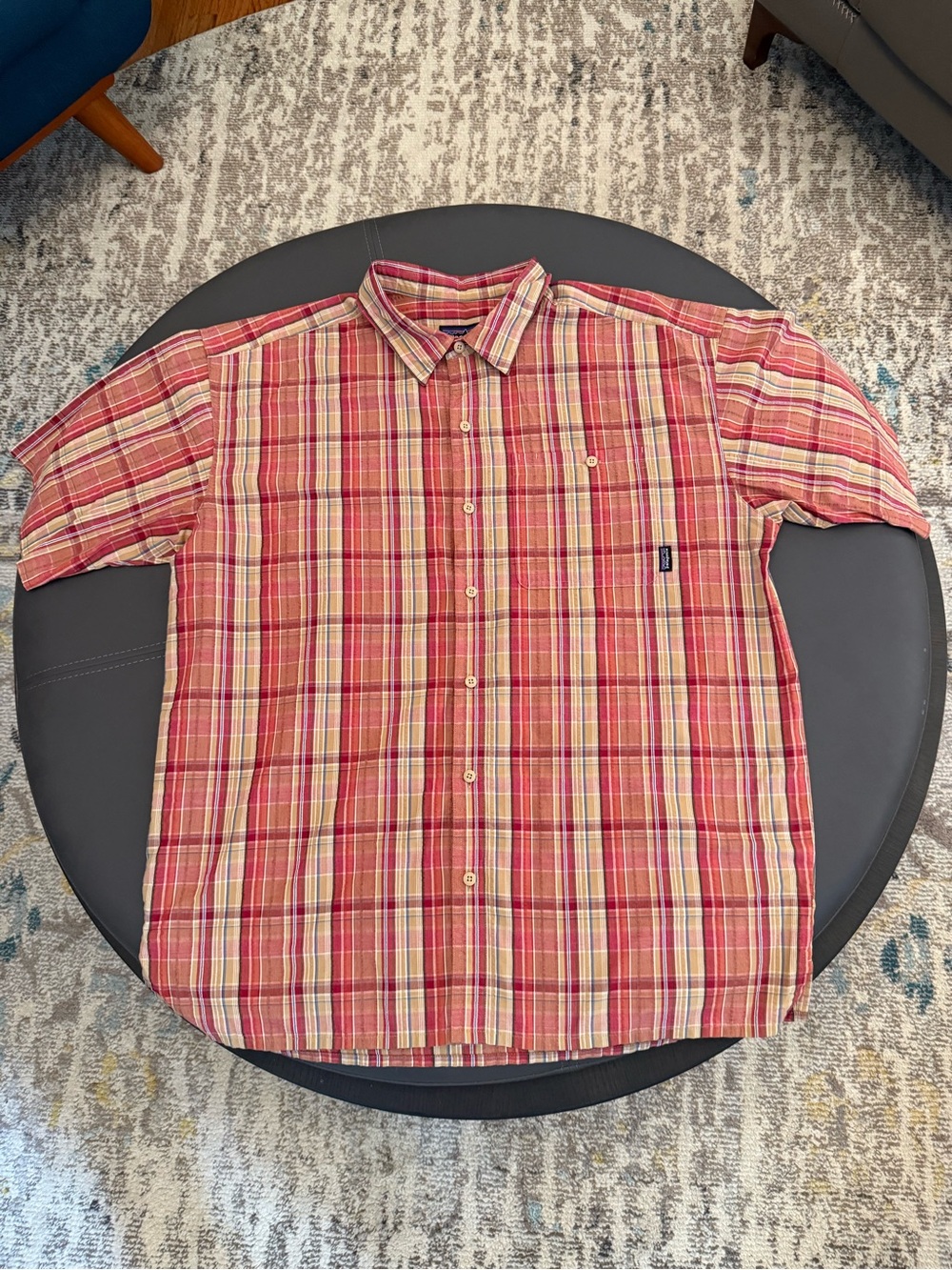 Patagonia Hiking Men’s L Button Up Puckerware Fabric Red Plaid